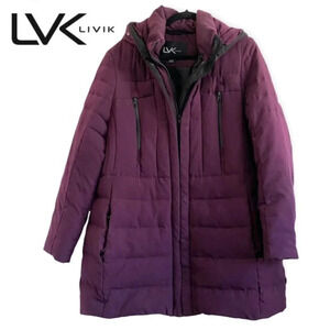Livik Purple Down Filled  Hooded Winter Puffer Jacket 1X
